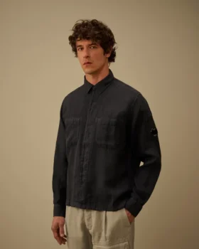 Camisa de lino de manga larga con botones de Lens