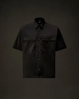 Camisa de manga corta con botones de gabardina de la Metropolis Series