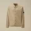 Camisa de manga larga de popelín con lente y botones