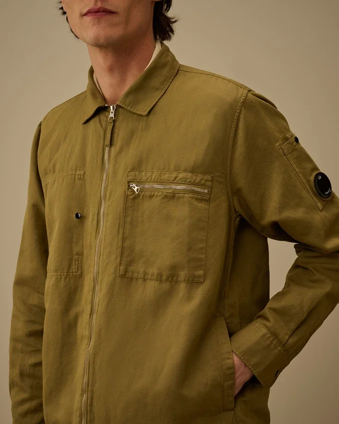 Camisa exterior con cremallera «Lens» de algodón y lino