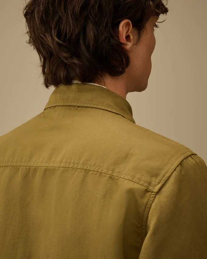 Camisa exterior con cremallera «Lens» de algodón y lino