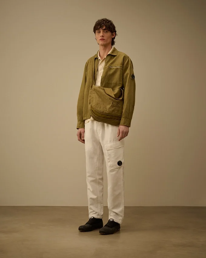 Camisa exterior con cremallera «Lens» de algodón y lino