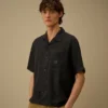 Camisas de lino de corte holgado, manga corta y botones