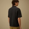 Camisas de lino de corte holgado, manga corta y botones