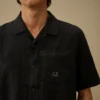 Camisas de lino de corte holgado, manga corta y botones