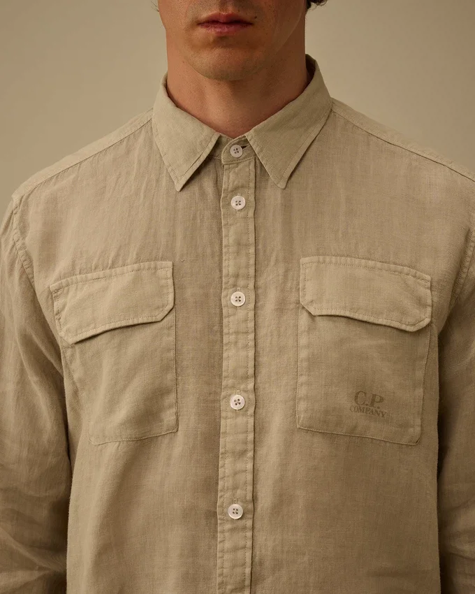 Camisas de lino de manga larga con botones