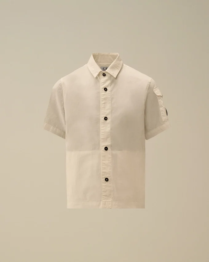 Camisas de manga corta con botones y lente de algodón popelín U16