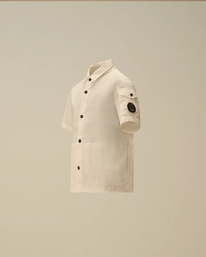 Camisas de manga corta con botones y lente de algodón popelín U16