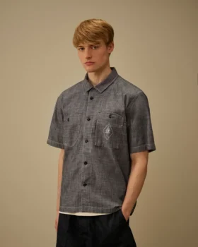 Camisas de manga corta de cambray con botones