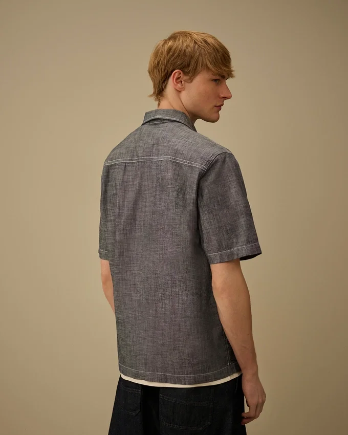 Camisas de manga corta de cambray con botones