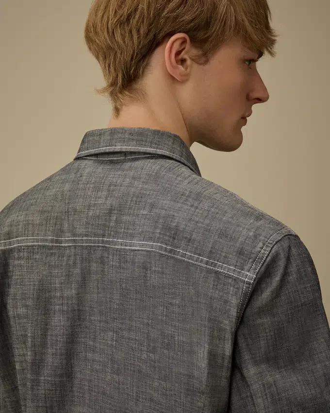 Camisas de manga corta de cambray con botones