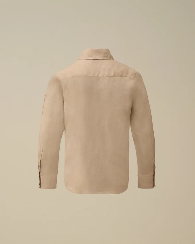 Camisas de manga larga con botones de lino U16