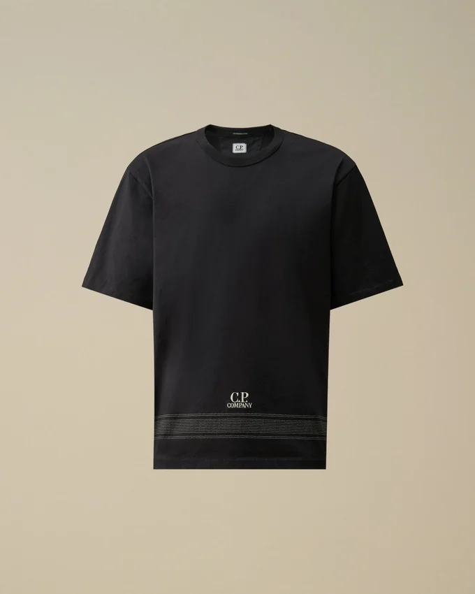 Camiseta de manga corta con bordado, confeccionada en jersey mercerizado retorcido 30/2