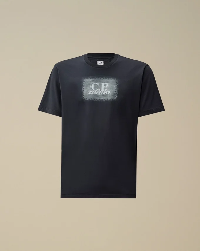 Camiseta de manga corta con etiqueta con logotipo, confeccionada en jersey 24/1
