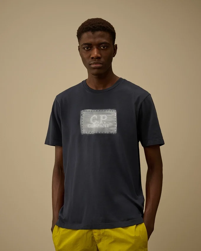 Camiseta de manga corta con etiqueta con logotipo, confeccionada en jersey 24/1