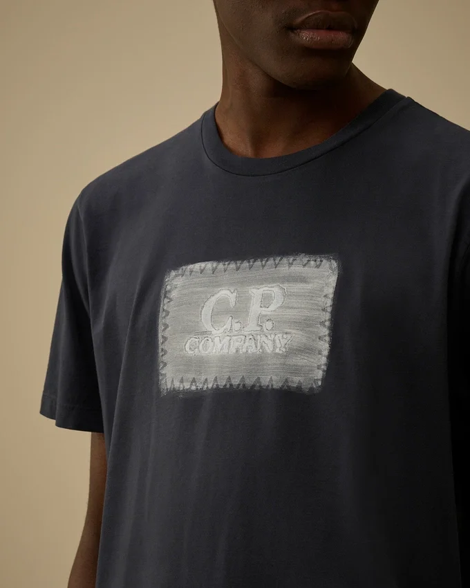Camiseta de manga corta con etiqueta con logotipo, confeccionada en jersey 24/1