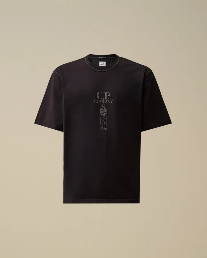 Camiseta de manga corta con logotipo, de jersey mercerizado retorcido 30/2
