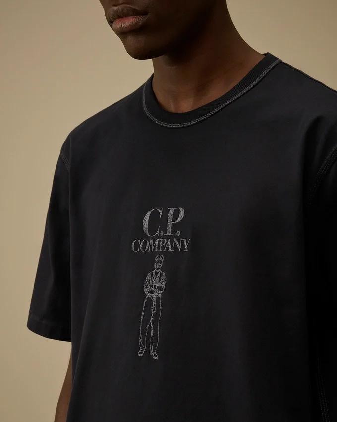 Camiseta de manga corta con logotipo, de jersey mercerizado retorcido 30/2