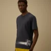 Camiseta de manga corta de jersey 24/1 con logotipo en la parte inferior