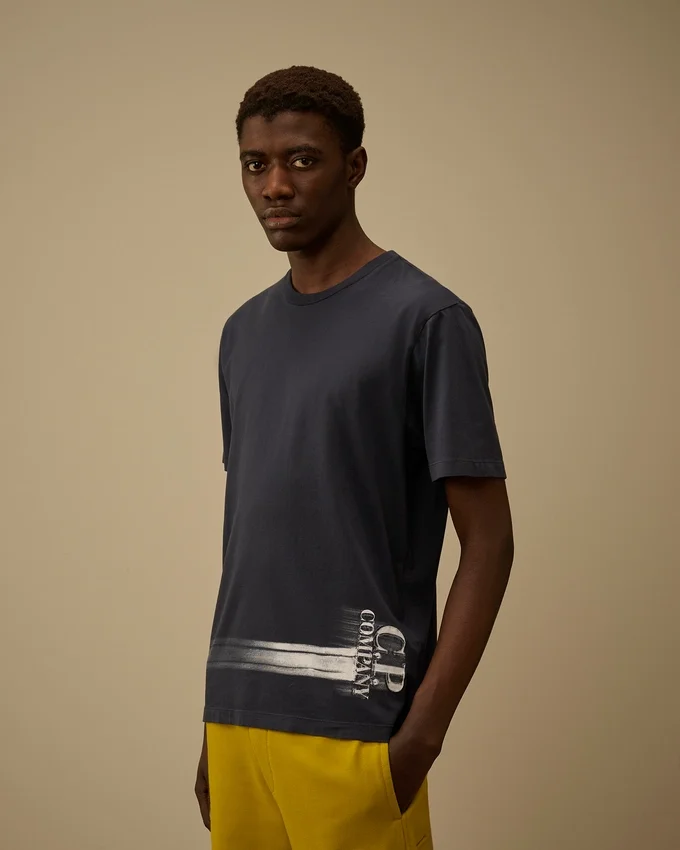 Camiseta de manga corta de jersey 24/1 con logotipo en la parte inferior