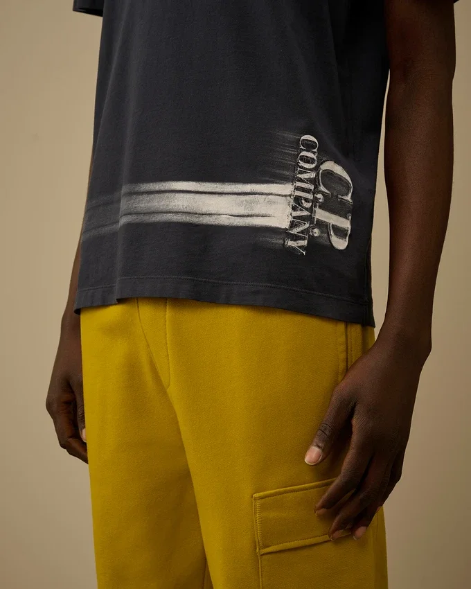 Camiseta de manga corta de jersey 24/1 con logotipo en la parte inferior