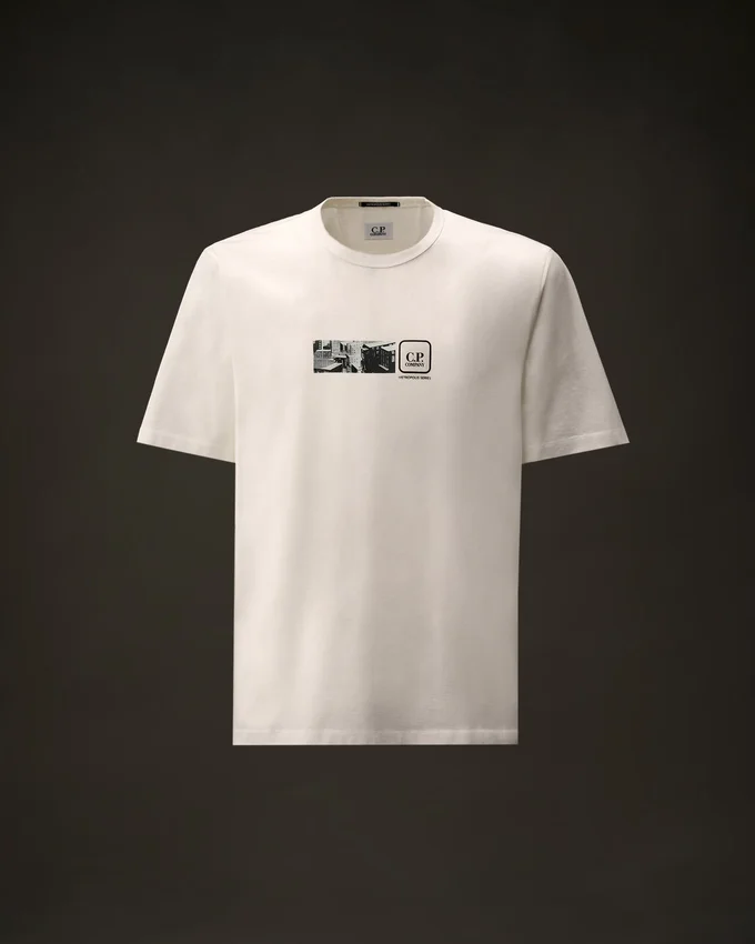 Camiseta de manga corta de jersey mercerizado de la Metropolis Series con bordado en la espalda