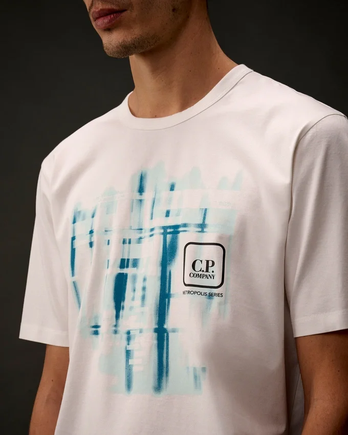 Camiseta de manga corta de la Metropolis Series, de jersey mercerizado, con logotipo gráfico