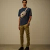 Camiseta de manga corta de piqué 24/1 teñida con pigmentos