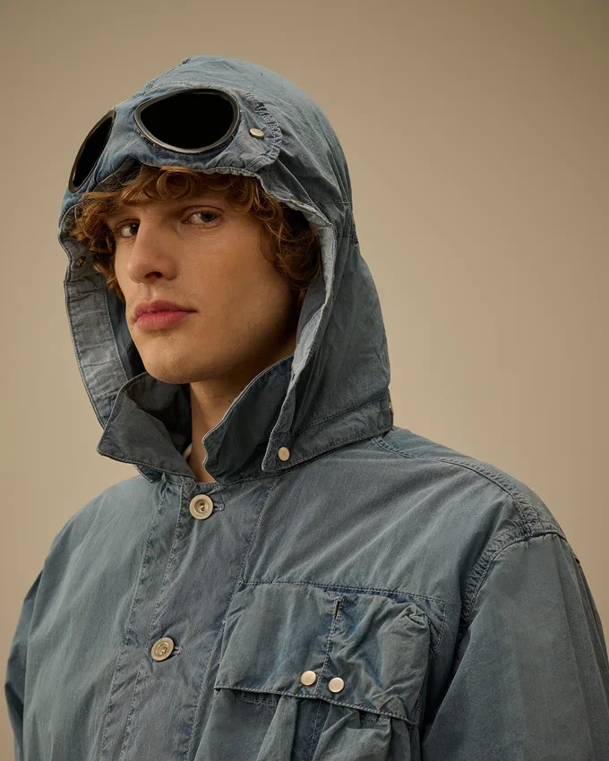 Goggle Jacket de 50 Fili, teñida al índigo y blanqueada