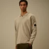 Jersey de chenilla de algodón con lente tipo polo