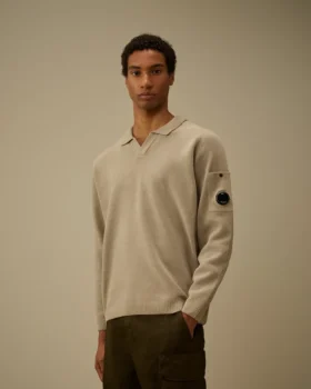 Jersey de chenilla de algodón con lente tipo polo