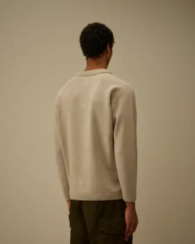 Jersey de chenilla de algodón con lente tipo polo