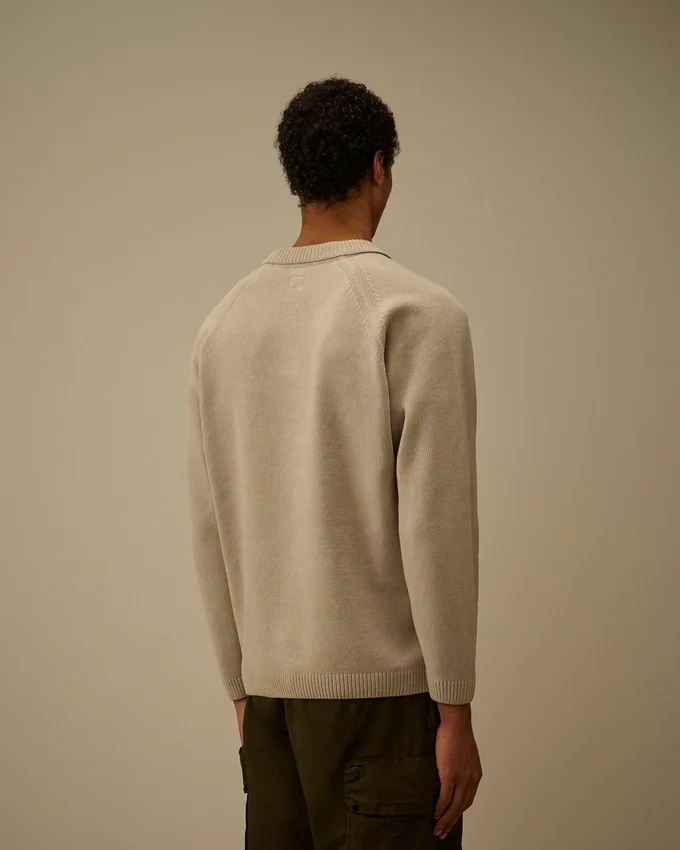 Jersey de chenilla de algodón con lente tipo polo