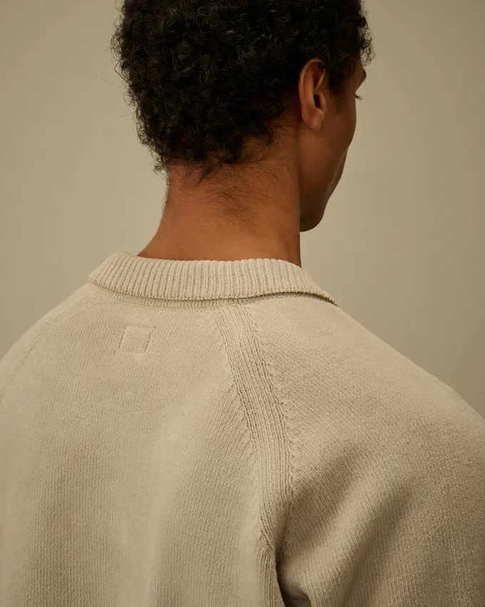 Jersey de chenilla de algodón con lente tipo polo