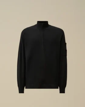 Jersey de crepé de algodón con media cremallera