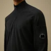 Jersey de crepé de algodón con media cremallera