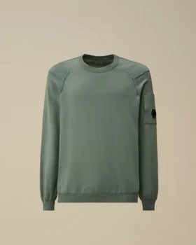 Jersey de cuello redondo con detalle de lente de algodón Sea Island