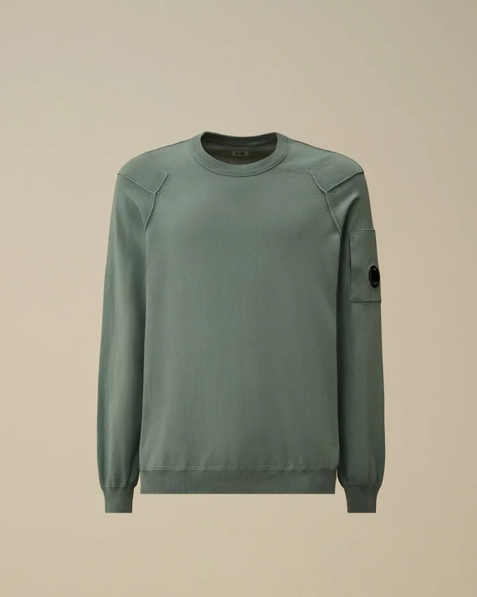 Jersey de cuello redondo con detalle de lente de algodón Sea Island