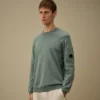 Jersey de cuello redondo con detalle de lente de algodón Sea Island