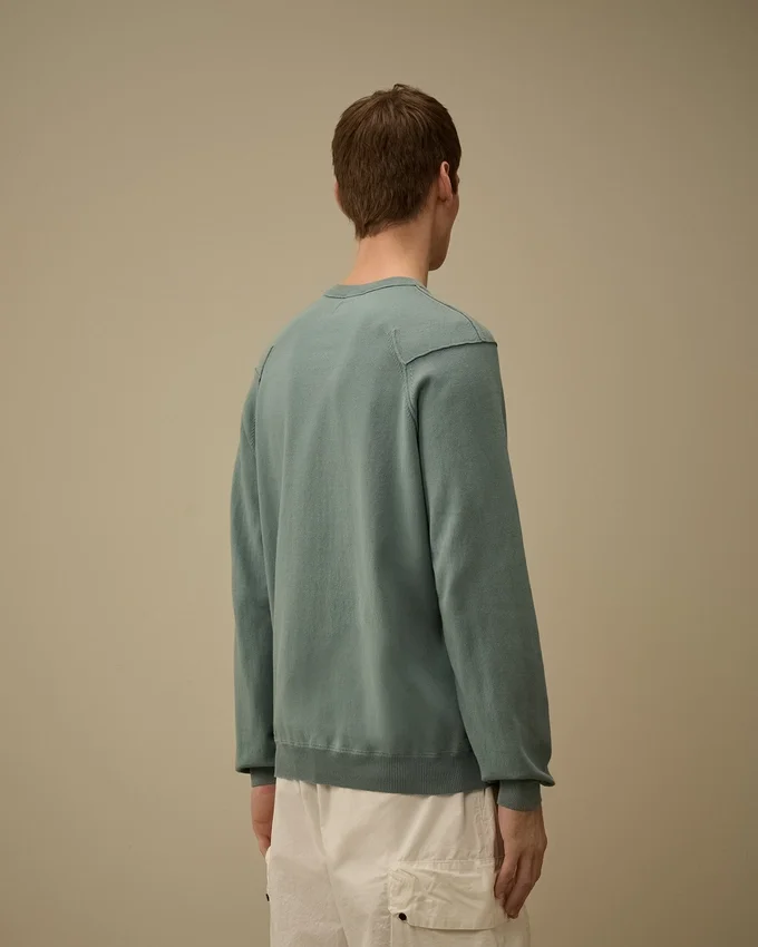 Jersey de cuello redondo con detalle de lente de algodón Sea Island