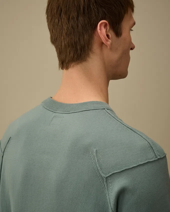 Jersey de cuello redondo con detalle de lente de algodón Sea Island
