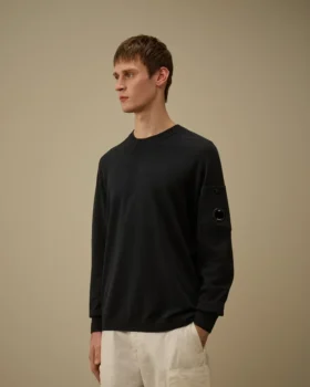 Jersey de cuello redondo con detalle «Lens» de crepé de algodón