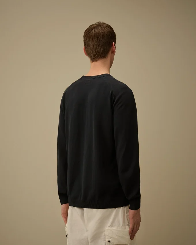 Jersey de cuello redondo con detalle «Lens» de crepé de algodón