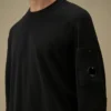 Jersey de cuello redondo con detalle «Lens» de crepé de algodón