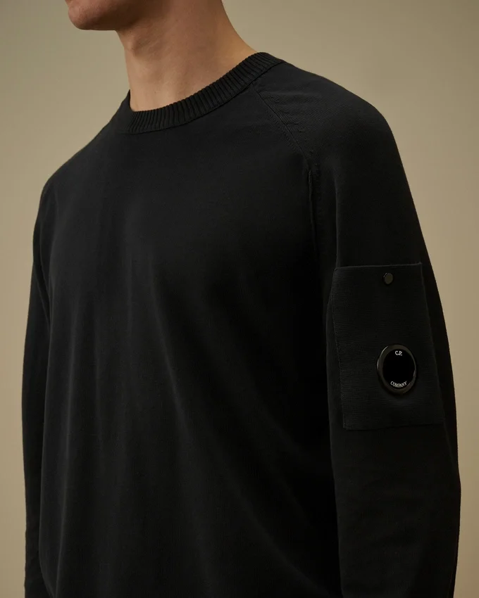 Jersey de cuello redondo con detalle «Lens» de crepé de algodón
