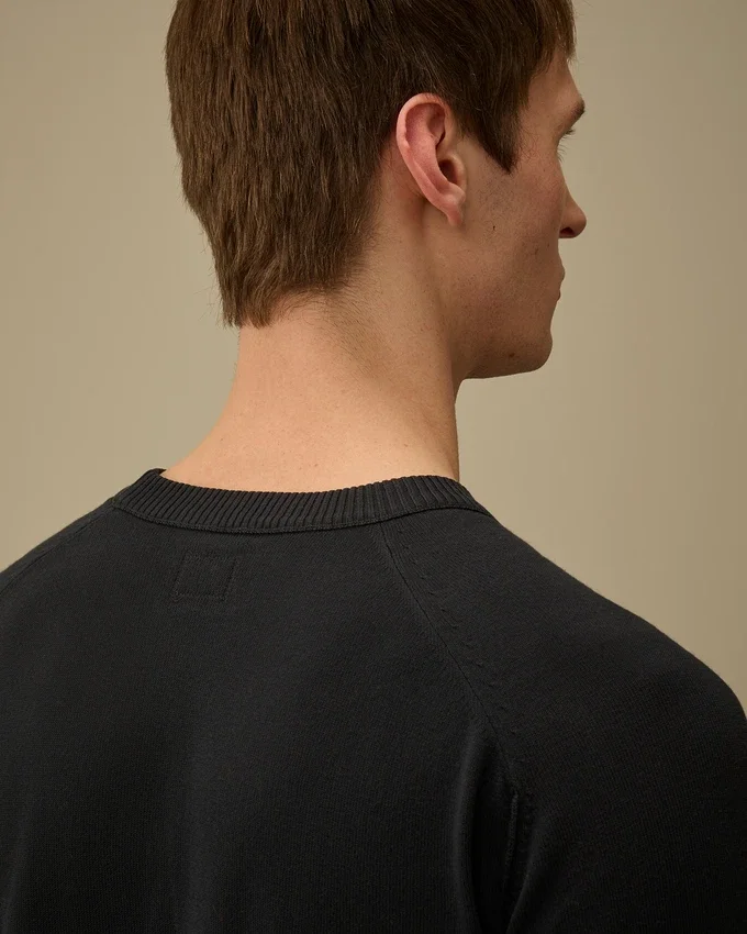 Jersey de cuello redondo con detalle «Lens» de crepé de algodón