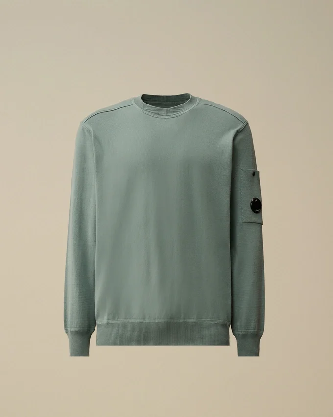 Jersey de cuello redondo con lente de algodón Sea Island
