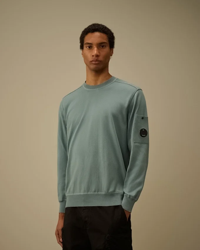 Jersey de cuello redondo con lente de algodón Sea Island
