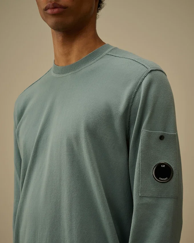 Jersey de cuello redondo con lente de algodón Sea Island