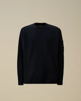 Jersey de cuello redondo con lente de chenilla de algodón